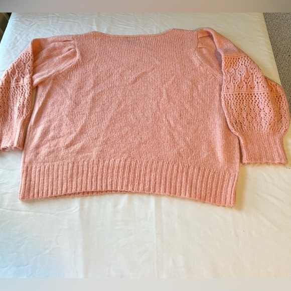Old Navy Women Wool Blend Pink Sweater SZ 3X Crochet Sleeves - Picture 6 of 6